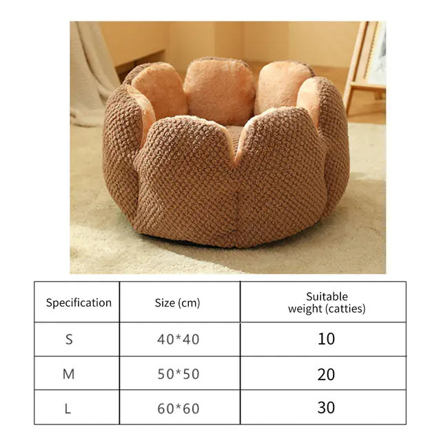 Flower-Shaped Soft Cat Bed for Small Dogs and Cats