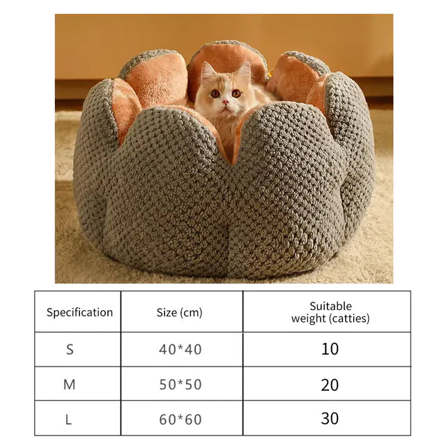 Flower-Shaped Soft Cat Bed for Small Dogs and Cats