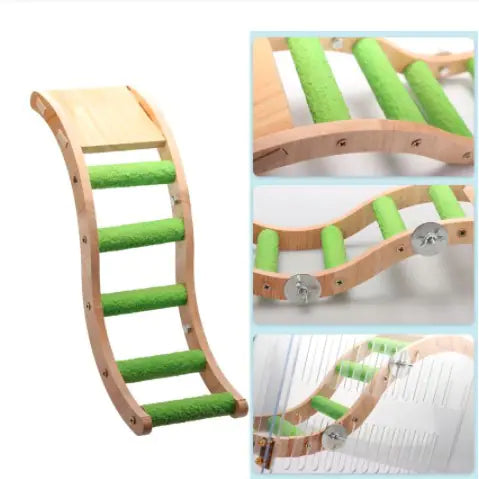 Wooden Ladder Play Platform for Pet Birds Interactive Toy