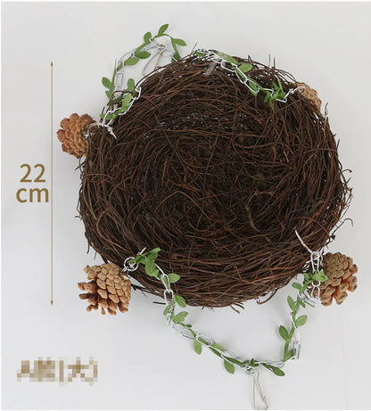 Parrot Nesting Boxes with Grass Weaving and Pine Wood
