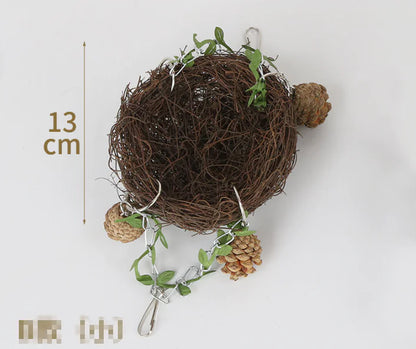 Parrot Nesting Boxes with Grass Weaving and Pine Wood