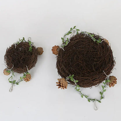 Parrot Nesting Boxes with Grass Weaving and Pine Wood