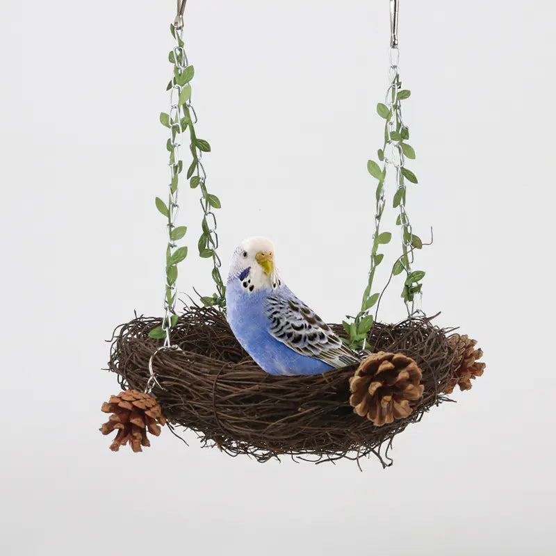 Parrot Nesting Boxes with Grass Weaving and Pine Wood