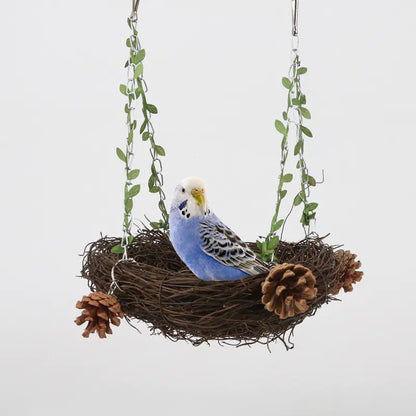 Parrot Nesting Boxes with Grass Weaving and Pine Wood